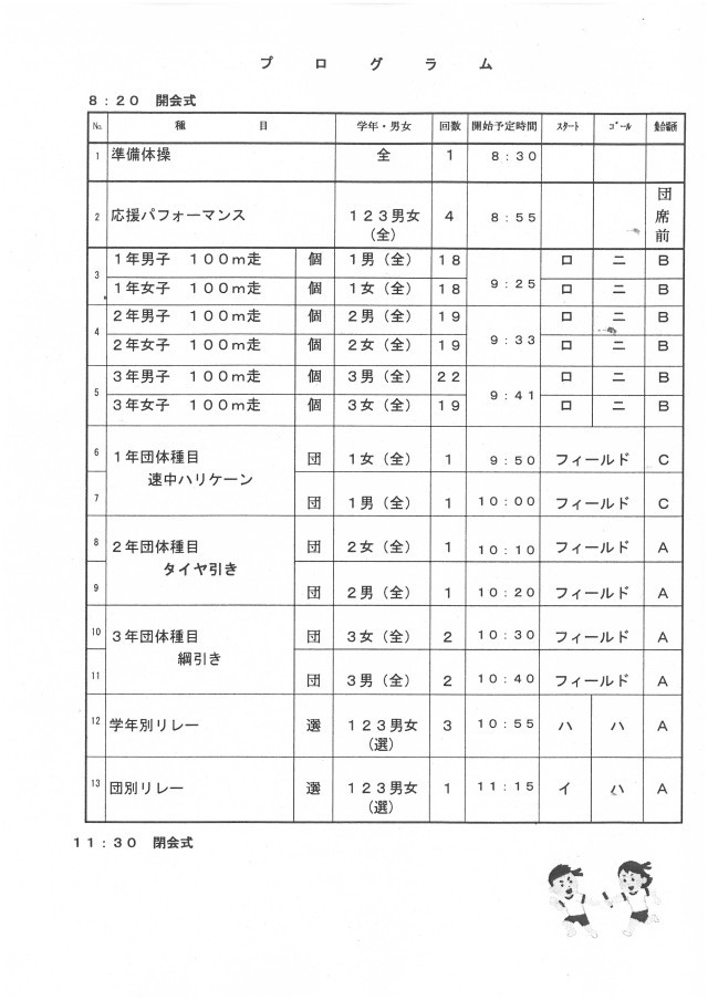 体育大会プログラム